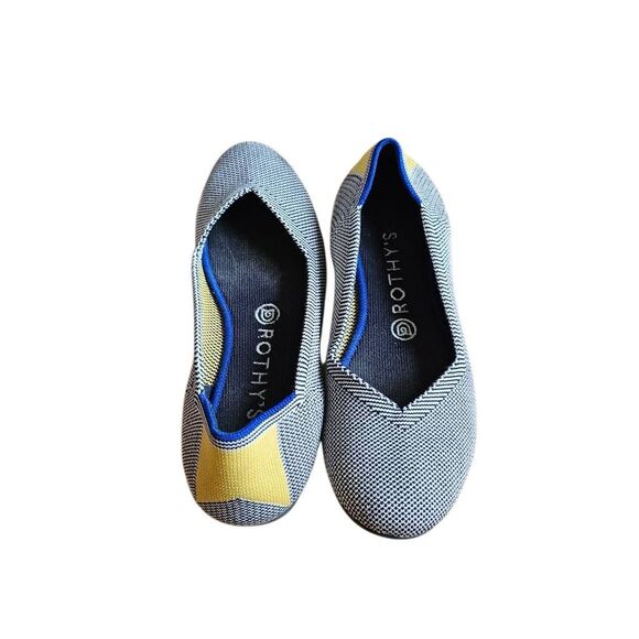 Rothys womens Sz 8 Retired shale Ribbon striped round toe flats - Picture 5 of 7